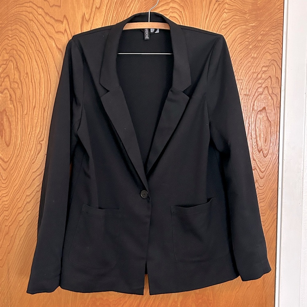 Divided by H&M Single Breasted Tailored Long Sleeve Black Blazer, Size 12